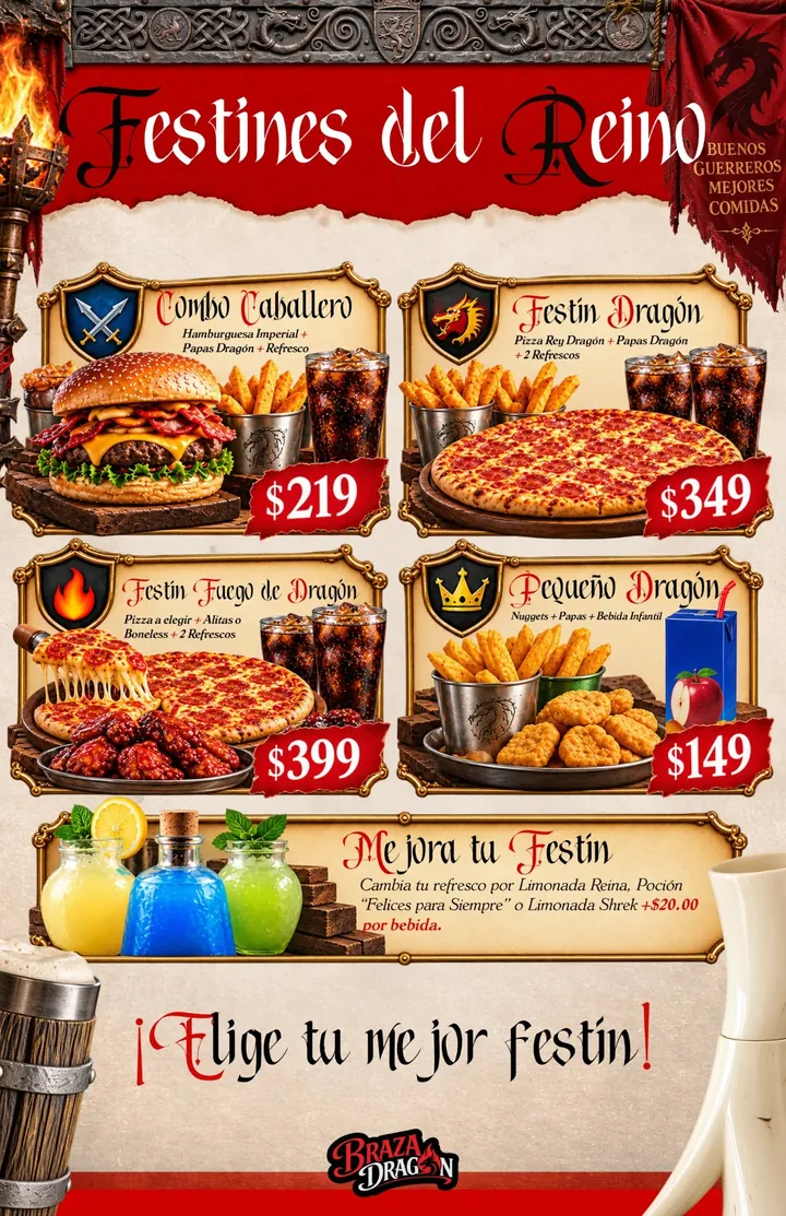 Festines del Reino: combos y paquetes Braza Dragón